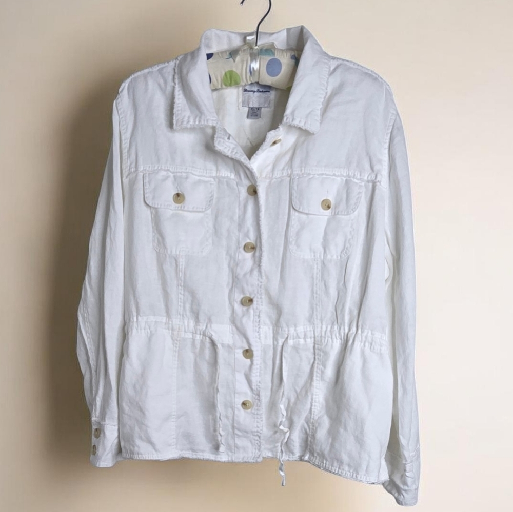 Tommy Bahama Two Palms Linen Utility Jacket - Raw Edge White - NWT (Loop Only)